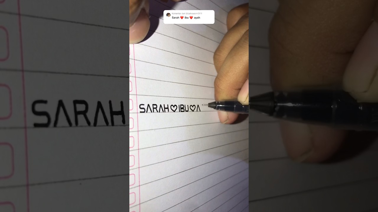 Menulis sarah❤️ibu❤️ayah #menulis #handlettering #handwriting #calligraphy #shorts