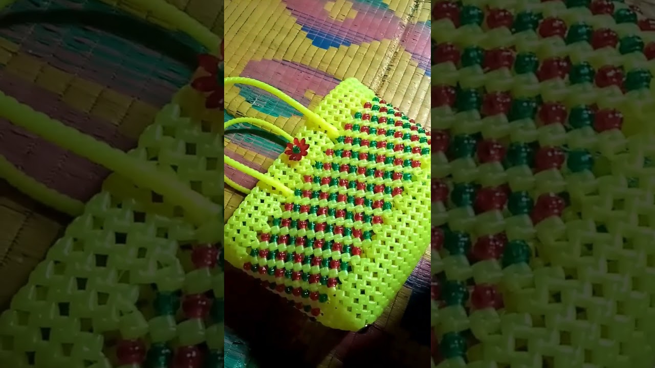 How to attach buttons to the basket😍..,lemon yellow beads basket,...for sale