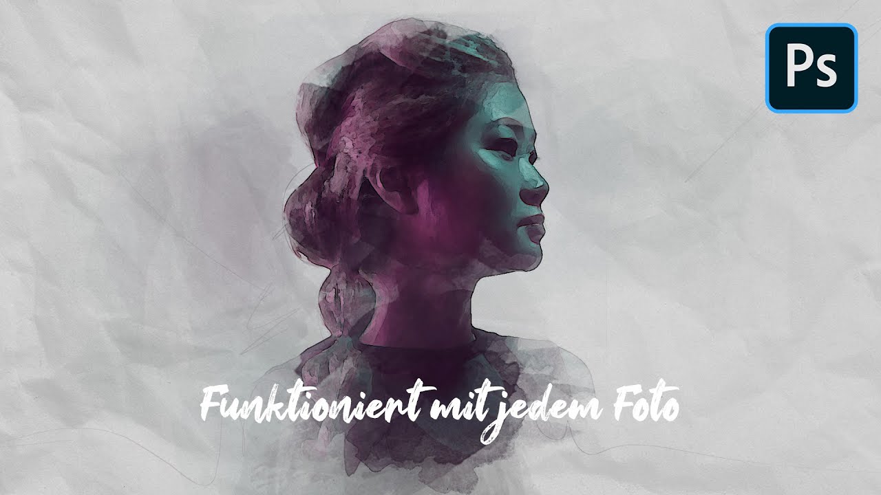 Effektive Photoshop Technik - Wasserfarben Portrait selbstgemacht +  Pinselspitzen