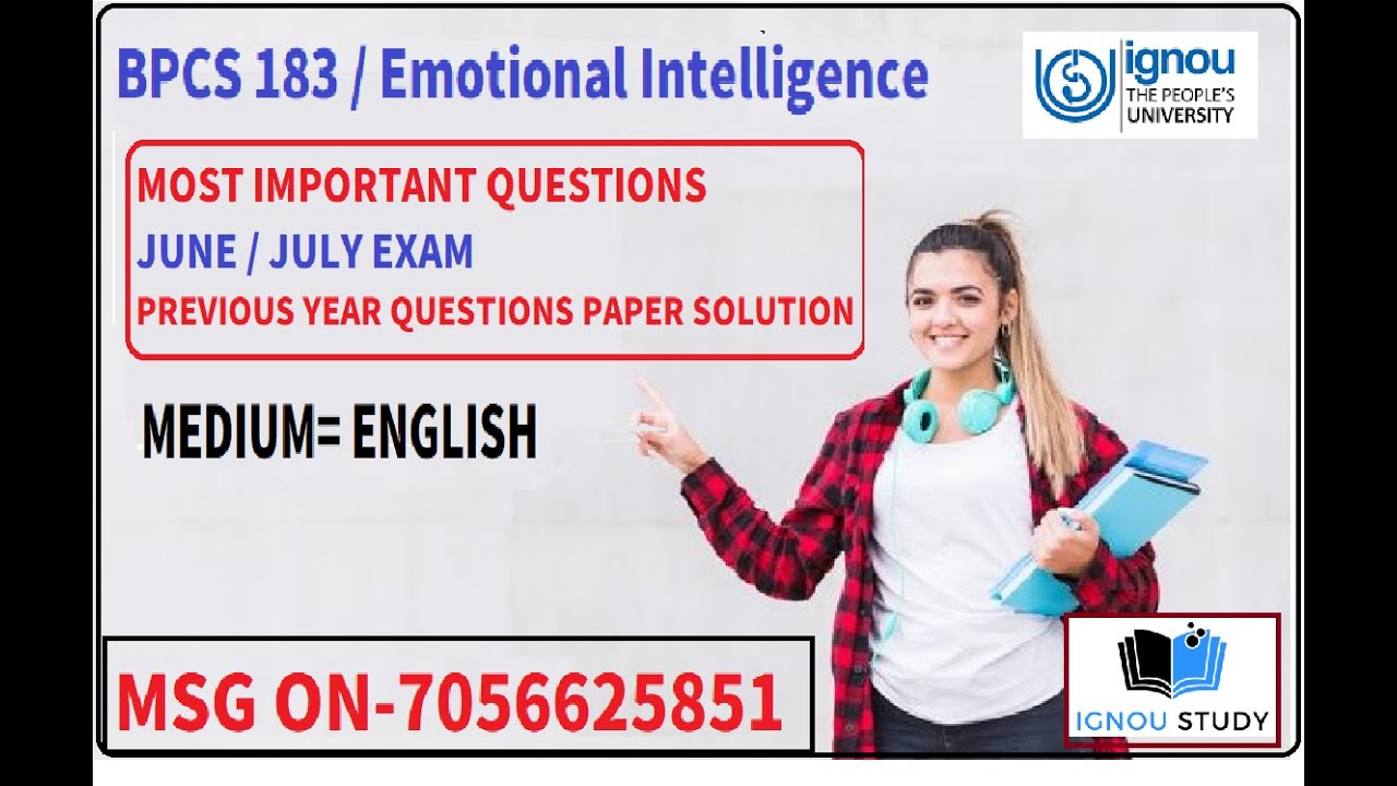 BPCS 183 Most Imporant Questions । BPCS 183 Emotional Intelligence Imp Ques । IGNOU june  july EXAM