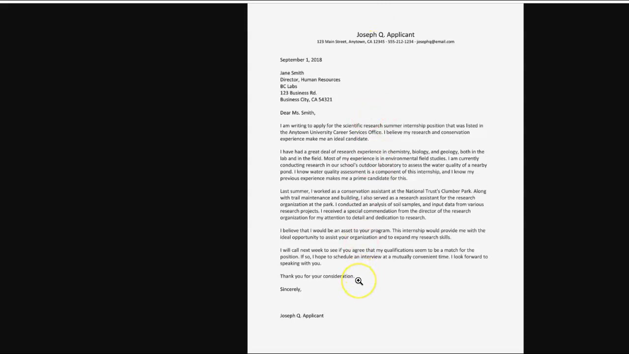 Internship Application Letter