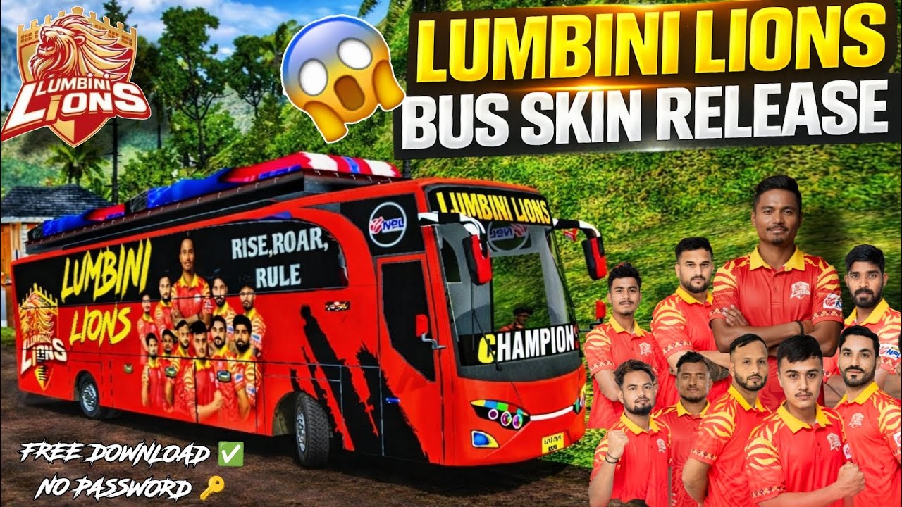 Lumbini Lions JB1 New Nepali Bus Skin Release For BUSSID|Free Download✅No Password🔑|Nepali Bue Skin 