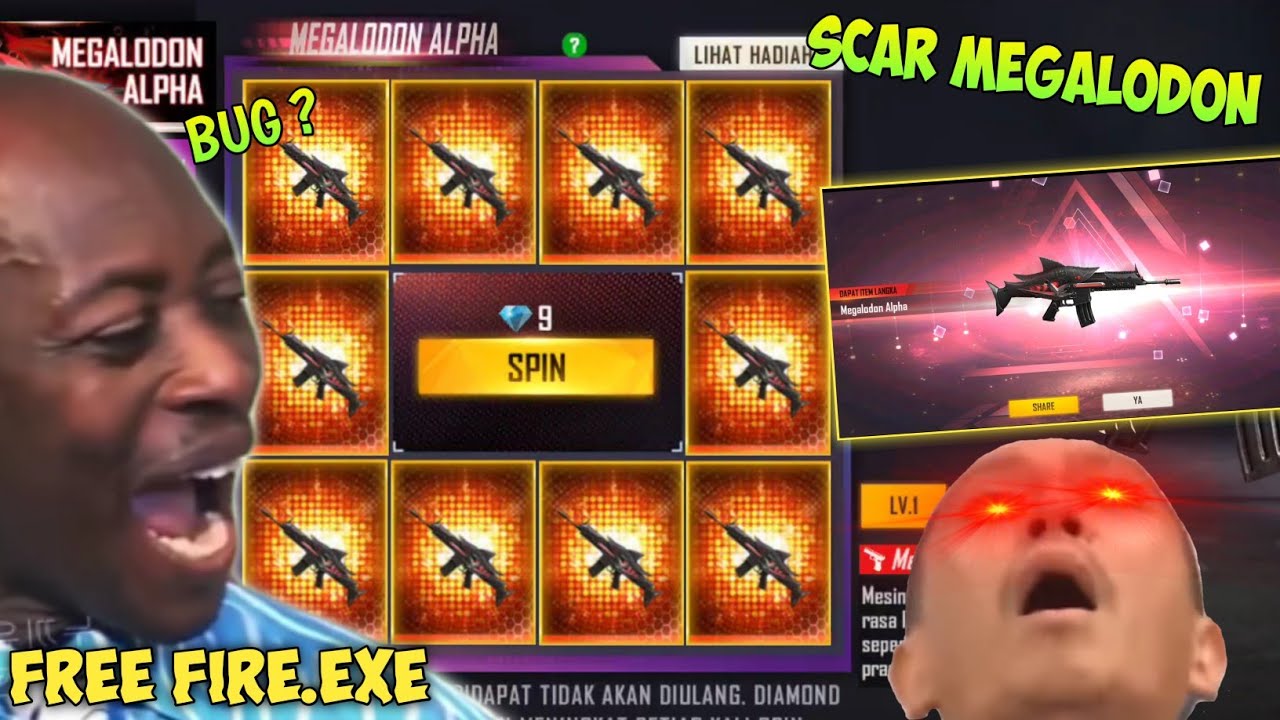 BUG SPIN SCAR MEGALODON ALPHA - FREE FIRE EXE ( ff exe, ff lucu, wtf )