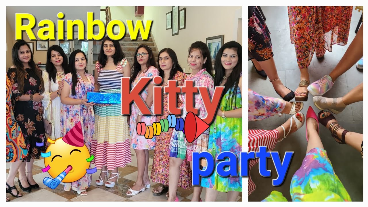 🌈Rainbow theme Kitty party vlog | Rainbow theme games #kittyparty #rainbowfriends #themeparty #vlogs