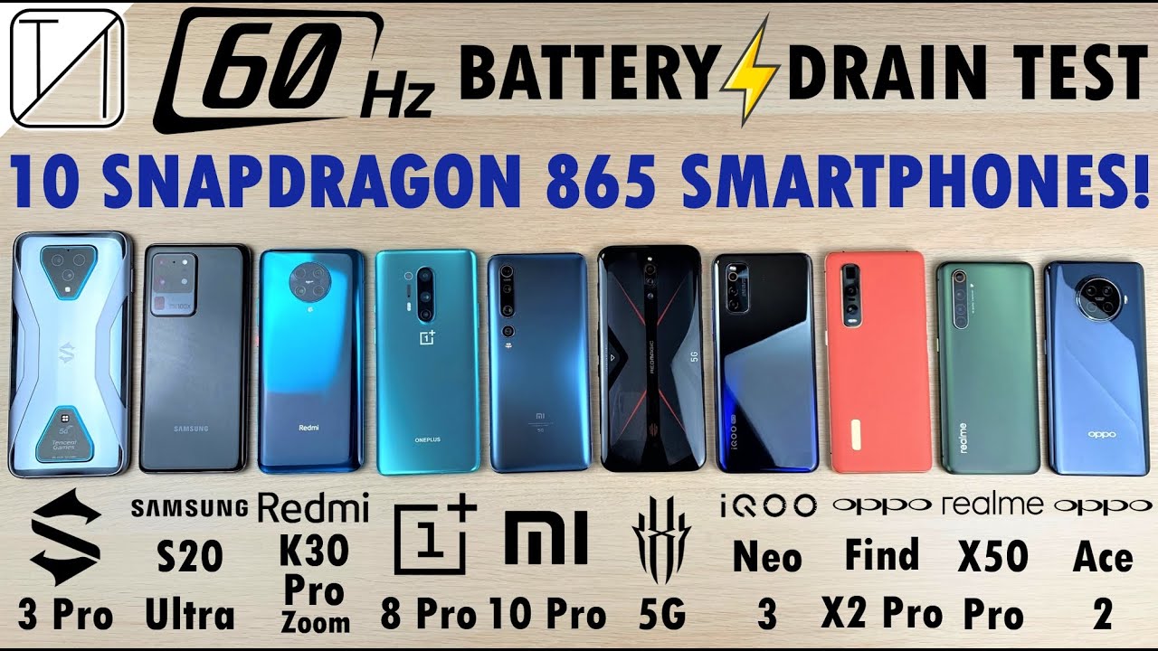 60Hz Refresh Rate Battery Life DRAIN TEST - 10 Snapdragon 865 Powered Smartphones!