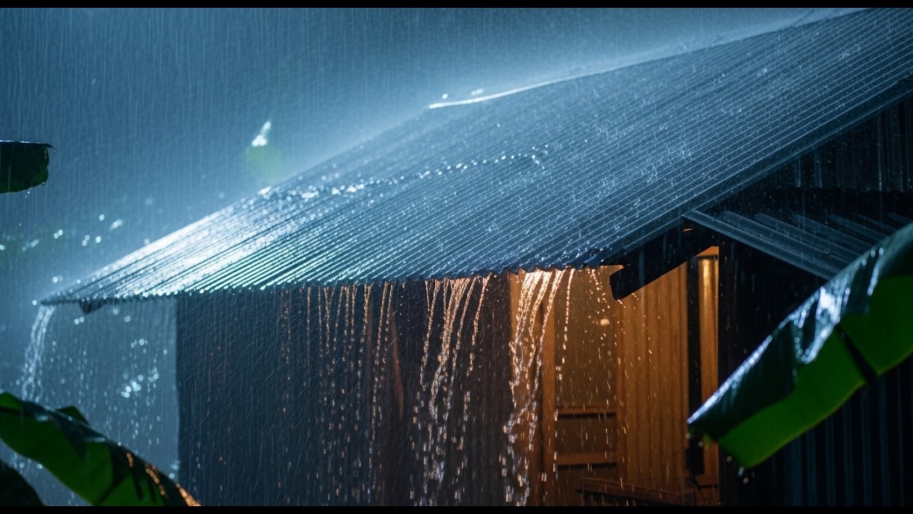 No Ads Rain Sounds for Sleeping – Intense Rain On the Tin Roof to Calm Overthinking & Sleep Fast