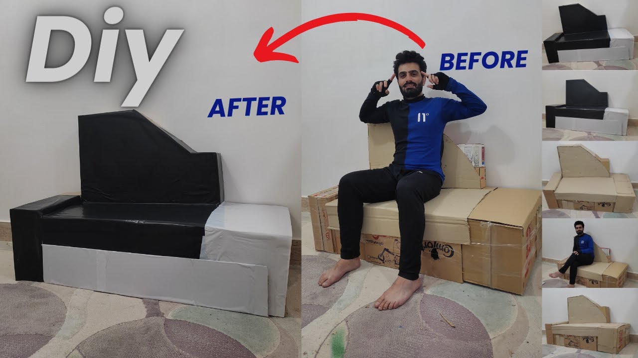 DIY-How to make a sofa out of used cardboard boxes