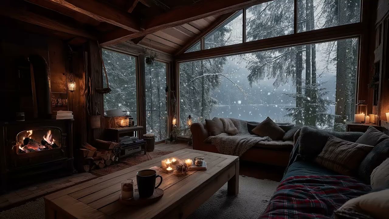 Cozy Winter Snow Night ❄️ Soft Ambient Music for Studying, Sleeping & Relaxing