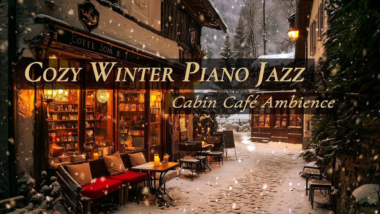Cozy Winter Piano Jazz ☕❄️ Snowy Café Ambience – Soft Piano Jazz for Calm Winter Nights &  Focus