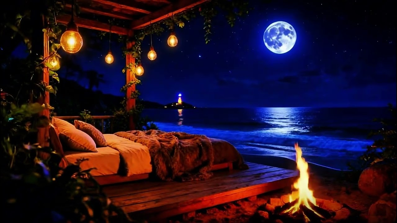 Piano & Ocean Waves by the Beach (No Ads) • Melatonin Release, Relax & Fall Asleep Quickly