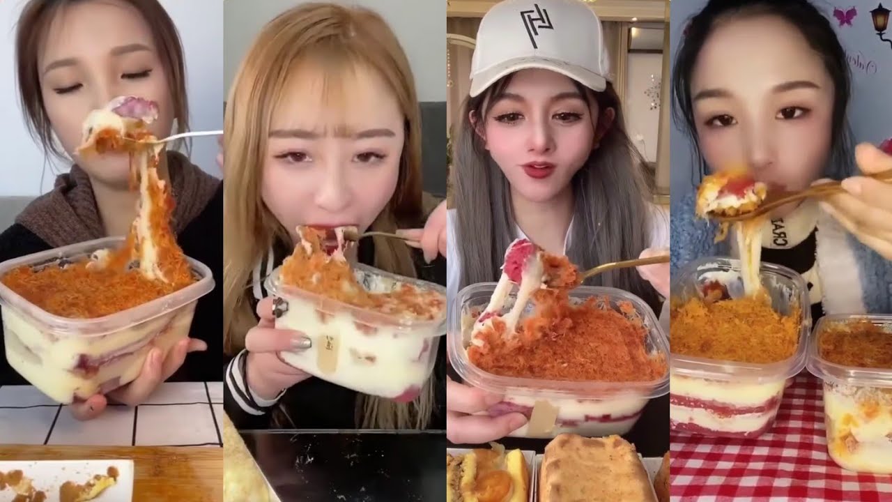 RED VELVET SPICY MEAT FLOSS MOCHI BOX(红丝绒辣松麻薯盒子)|| *Subtitled ASMR Chinese Dessert Mukbang 디저트 먹방 吃播
