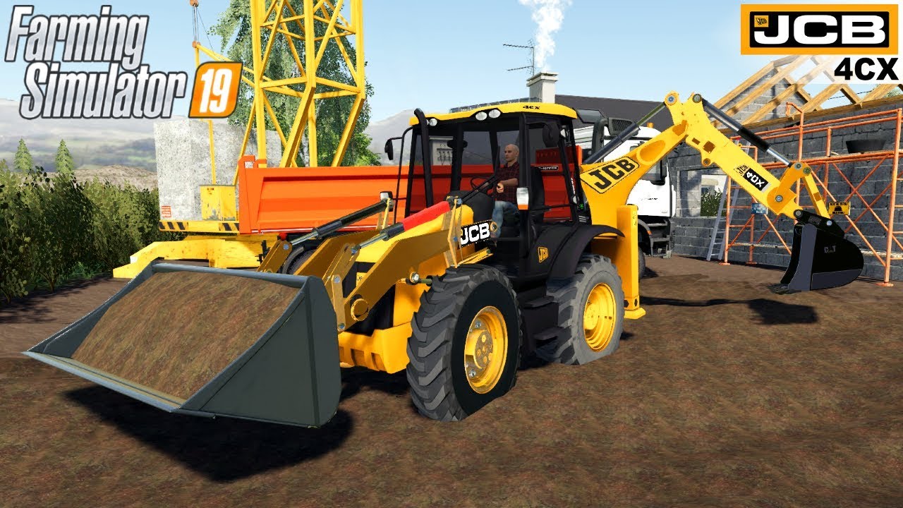 Farming Simulator 19 - JCB 4CX ECO Backhoe loader Digging Dirt At A Construction Site