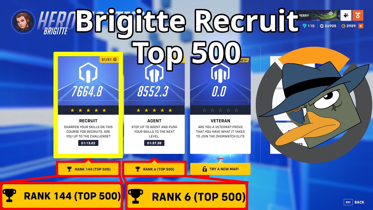 Brigitte Hero Mastery Top 500, Recruit course 1, 5 stars - Overwatch 2