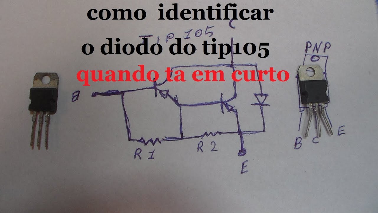 mostrando como identificar o tip 105 em curto e um em bom estado
