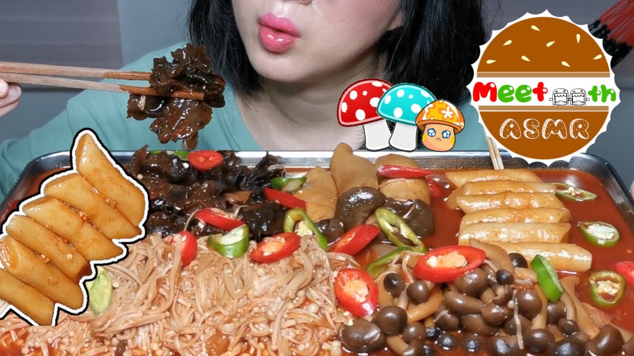 Spicy Mushrooms Feast | Black Fungus | Enoki | Shimeji | King Oyster [Recipe] Mukbang (Crunchy)