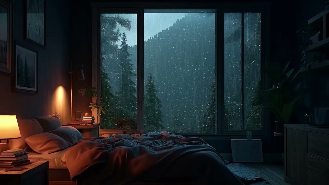 🌧️ Endless Rain Bedroom Piano | 3 Hours Quiet Night Ambience| Anxiety Relief Sleep Relax Focus Study