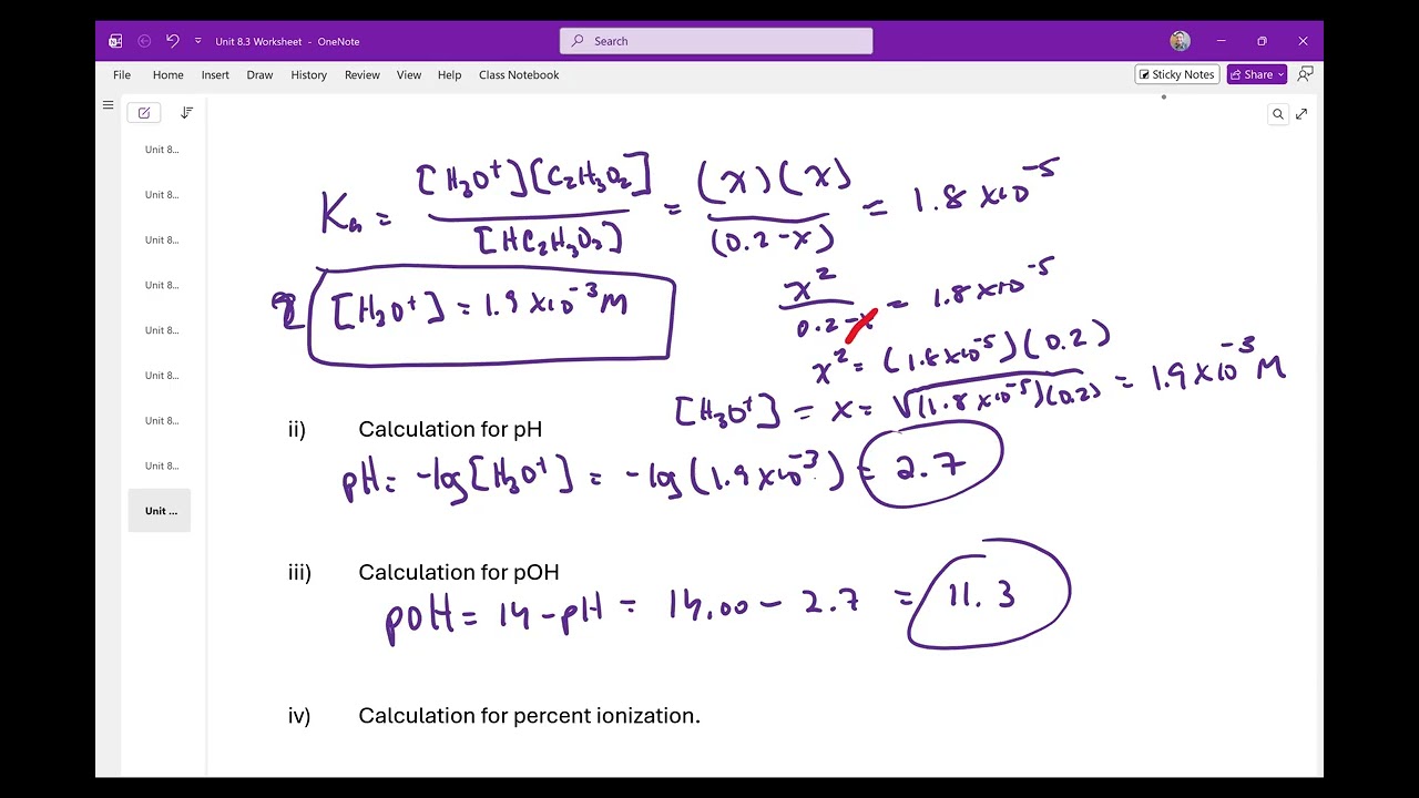 AP Chemisrty Unit 8.3 Worksheet Question 1