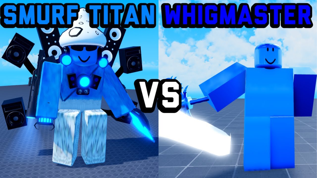 Smurf Titan vs whigmaster who will win!? Super box siege defense | Roblox