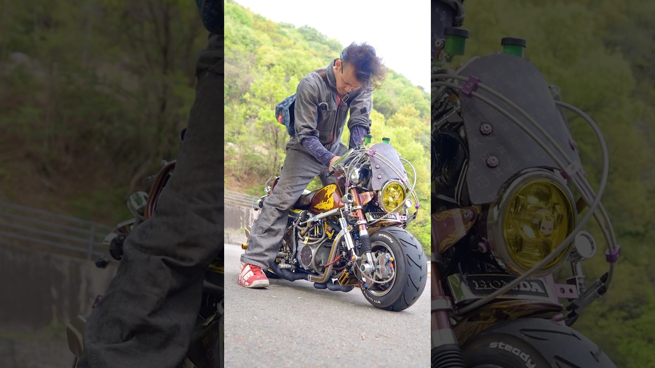 日本1のシャコタン❗️フルカスタムモンキーのエンジン始動❗️ 第二回B.G.Y.徳島県4mini撮影会 # #高知県 #bike #カスタム #bikelover #norikh250