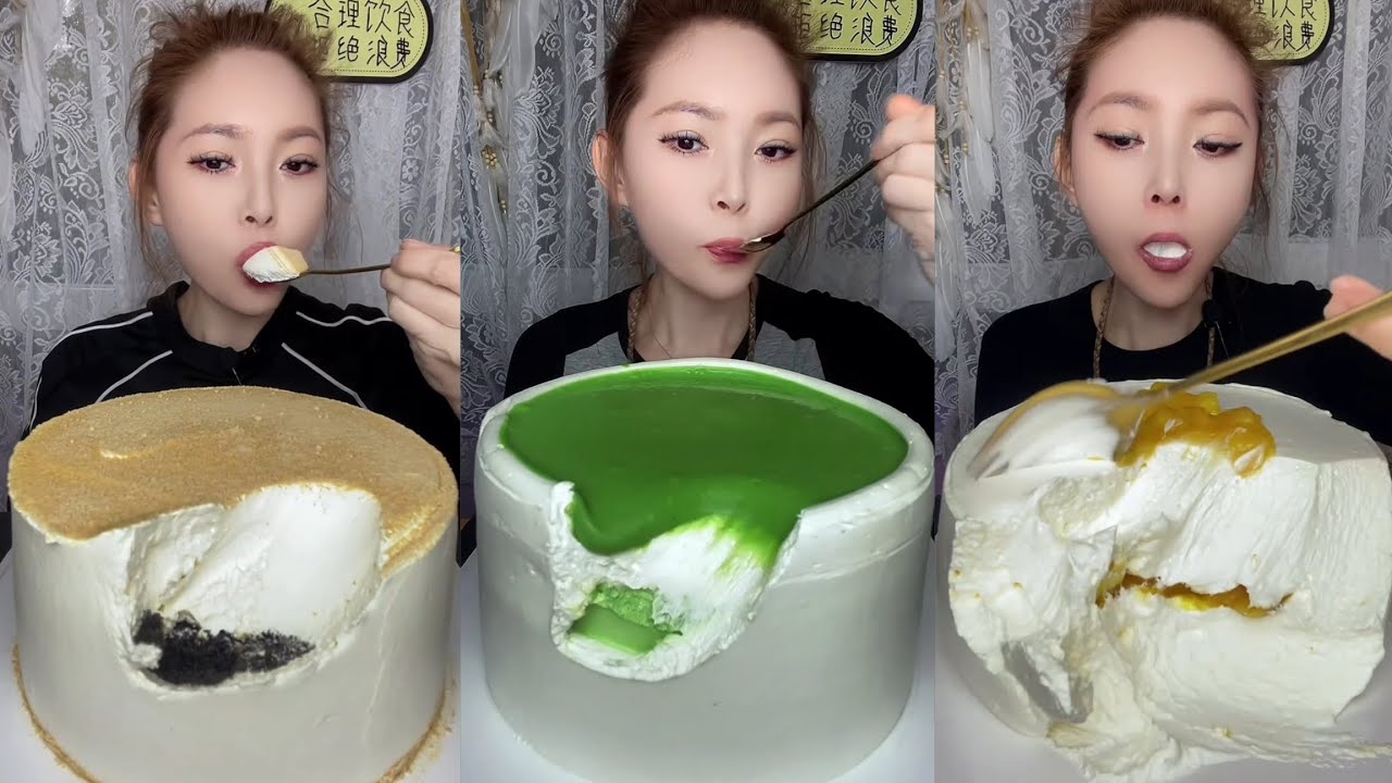 Eating Creamy Cakes  | Green Tea Cake, Cheesecake & Soft Cream Sounds