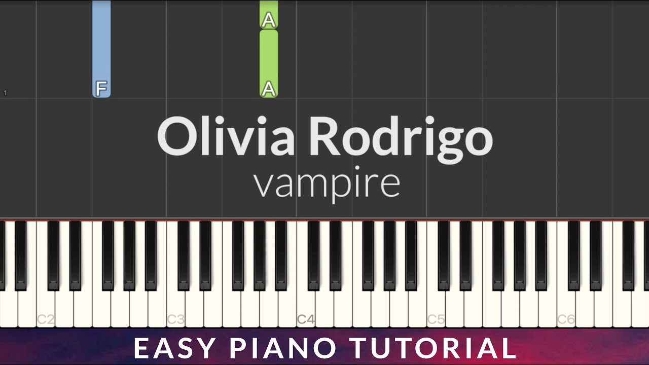 Olivia Rodrigo - vampire EASY Piano Tutorial + Lyrics
