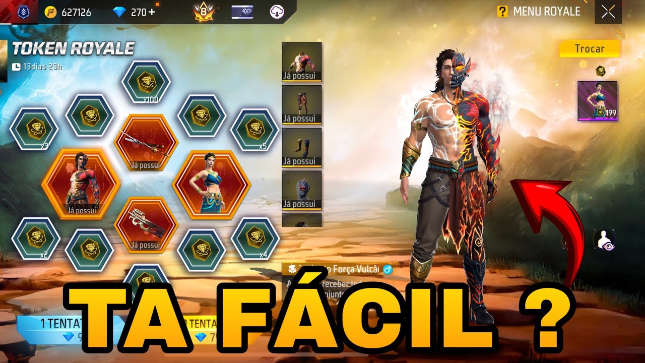 GETTING THE VOLCANIC FORCE SET IN FREE FIRE - FREE FIRE TOKEN ROYALE EVENT - IS IT EASY?
