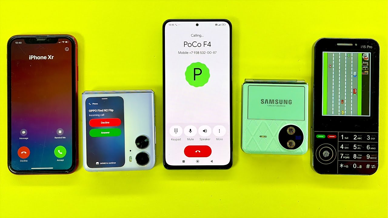 POCO F4 calling OPPO Find N2 Flip+iPhone XR/ Samsung Flip7+i15pro Incoming Outgoing Calls 
