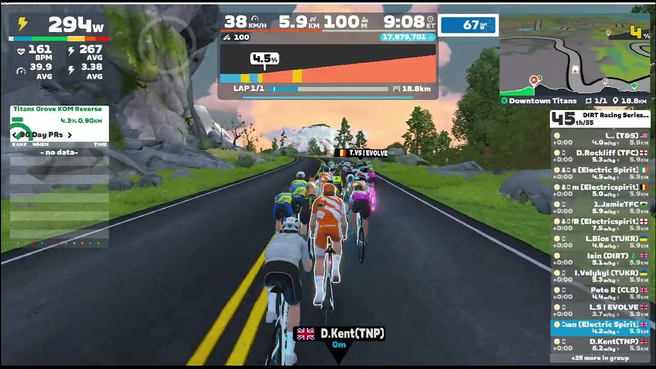 Zwift - DIRT Racing Series. Sapphire. Stage 1 points race on Dowtown Titans