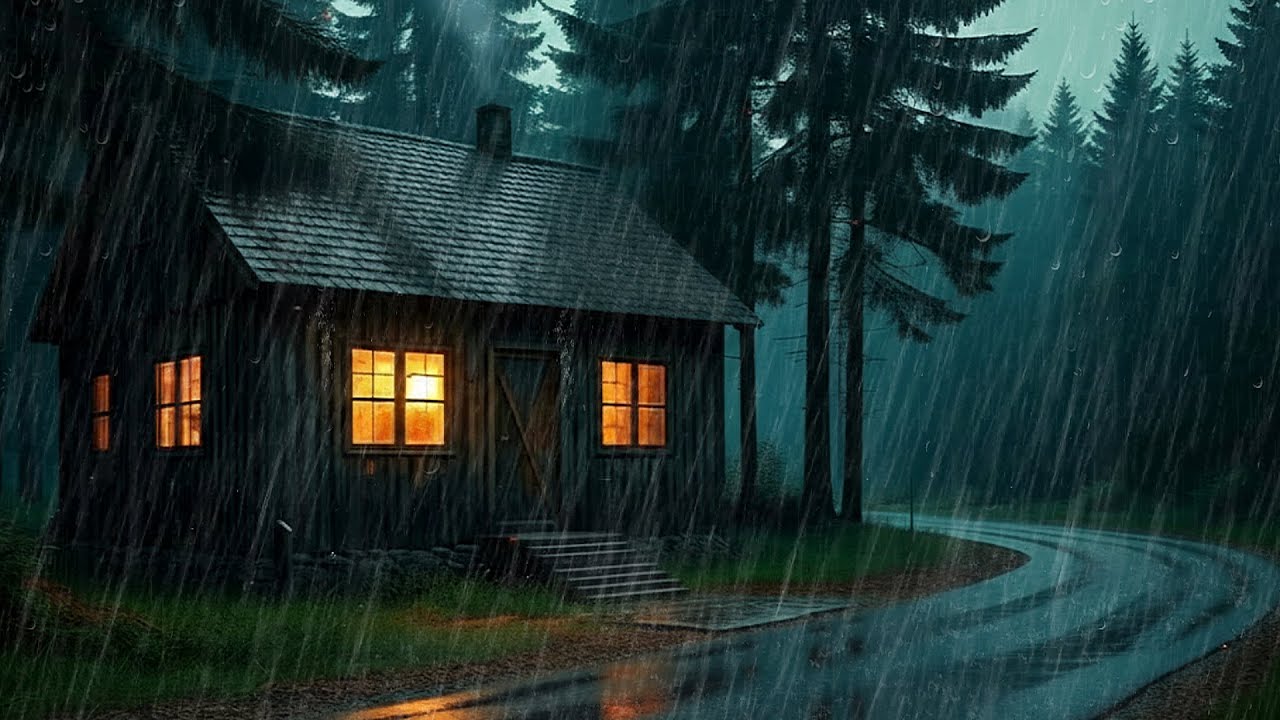 Sleep with Rain Sounds 🌧️ Cozy Cabin & Soft Thunder Ambience