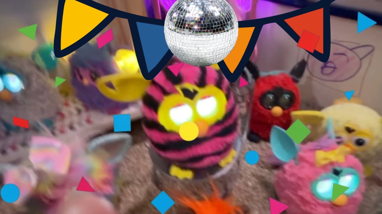 Happy birthday purple furby in the downstairs and upstairs ￼