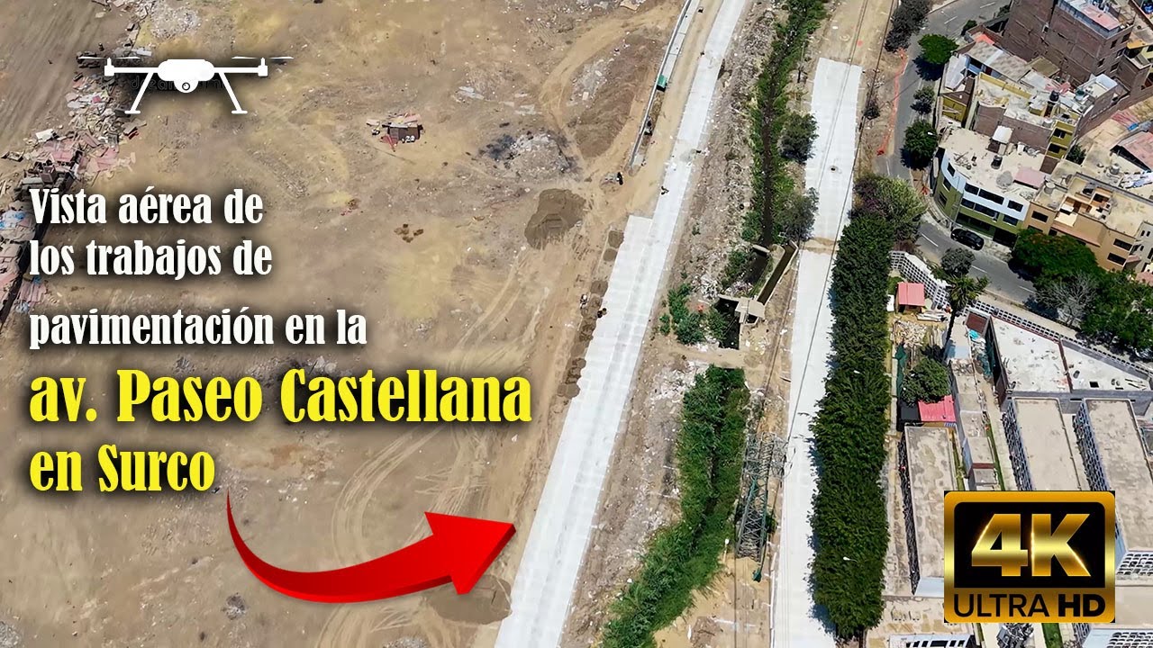 Obras Paseo de la Castellana Surco 07/01/2026: Vista A&eacute;rea del Avance en Pavimentaci&oacute;n
