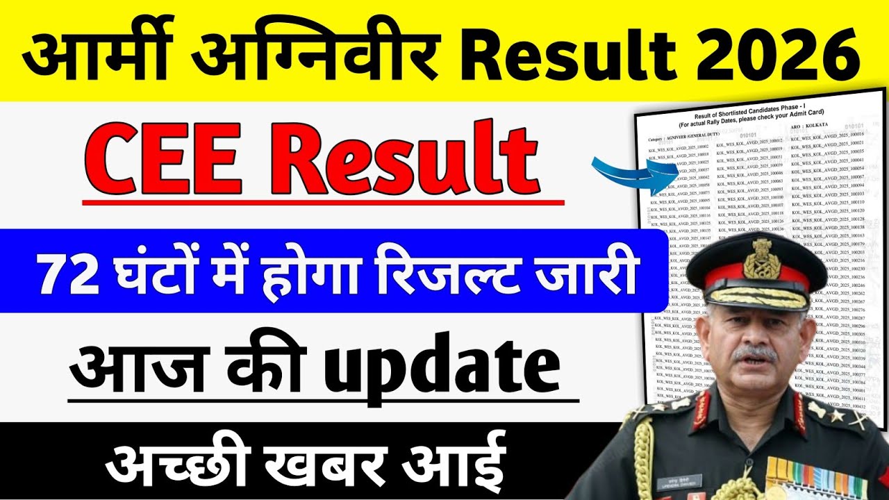 Agniveer Army CEE Result Update 2026 | Army Result 2026 | Agniveer Army 2026 Result 