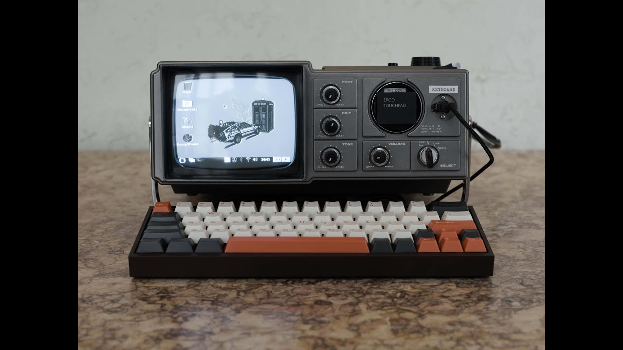 Cyberdeck project: not quite a typewriter: a modified CRT turned personal PC