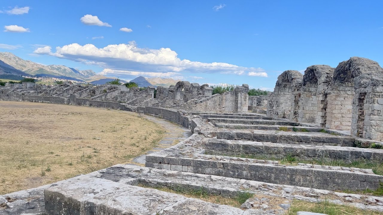 The impressive Amphitheater and other ancient roman ruins of Salona in the near of Split, Croatia