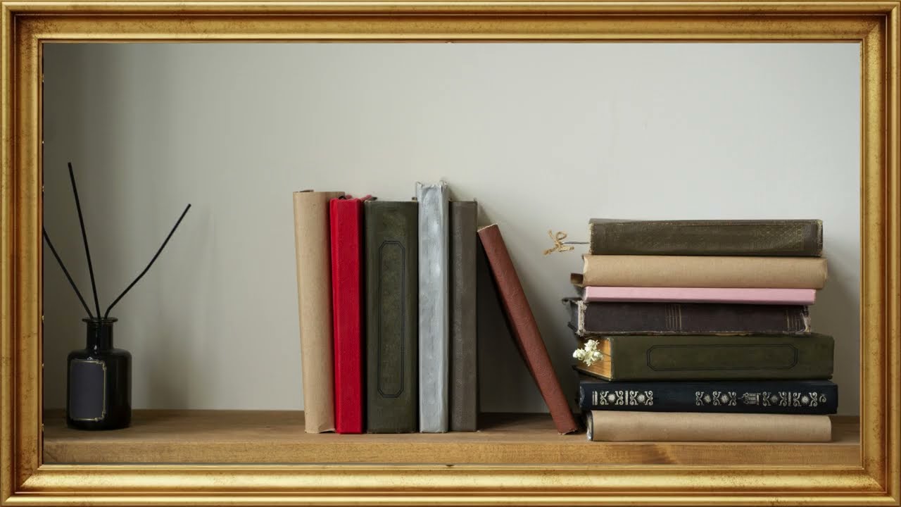 TV Frame 4K Books Arrangement Shelf