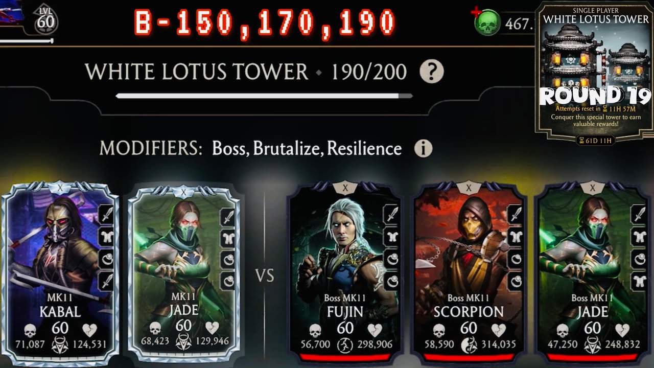 White Lotus Tower Boss Battle 150, 170, & 190 Fight + Reward Mortal Kombat Mobile 2025