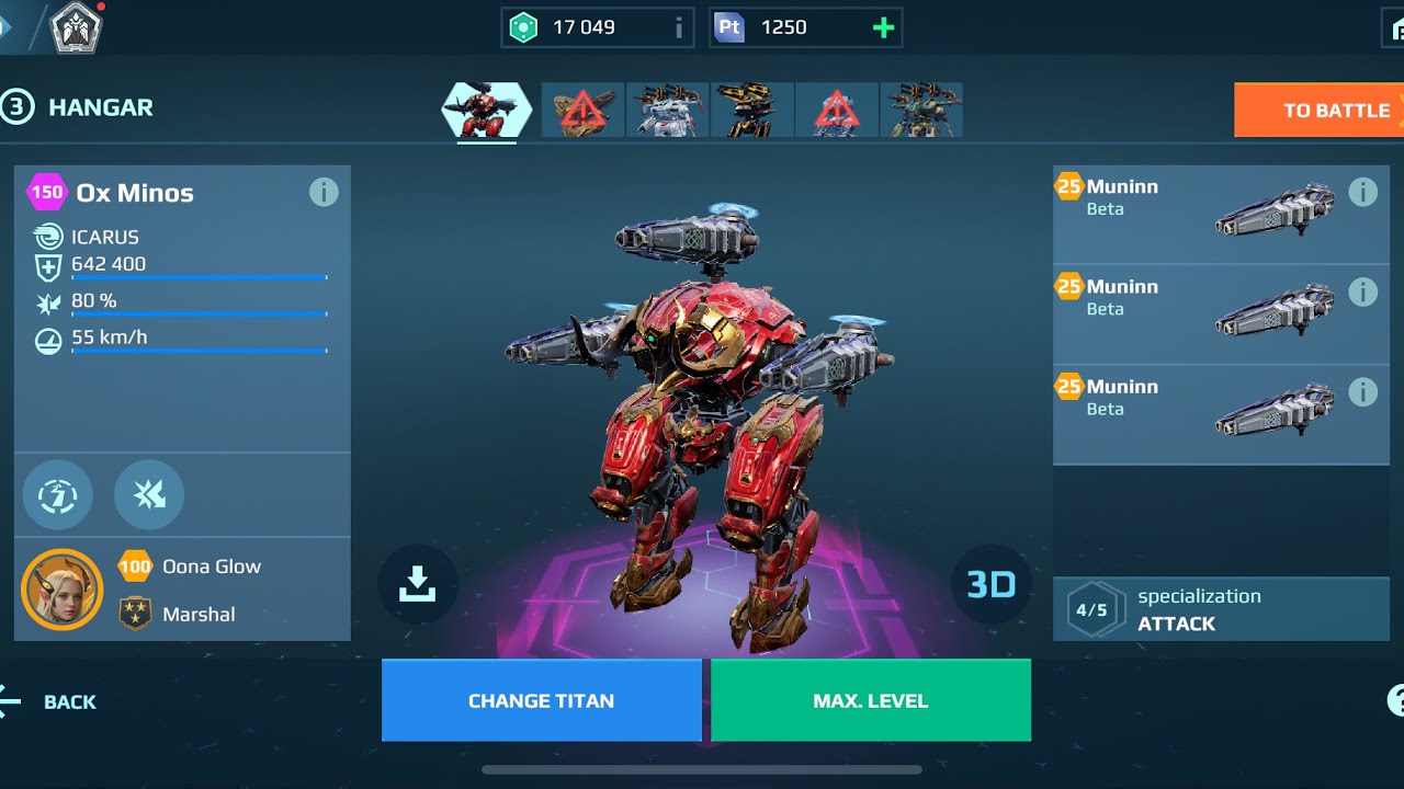 Minos Full Muninn | War Robots Gameplay