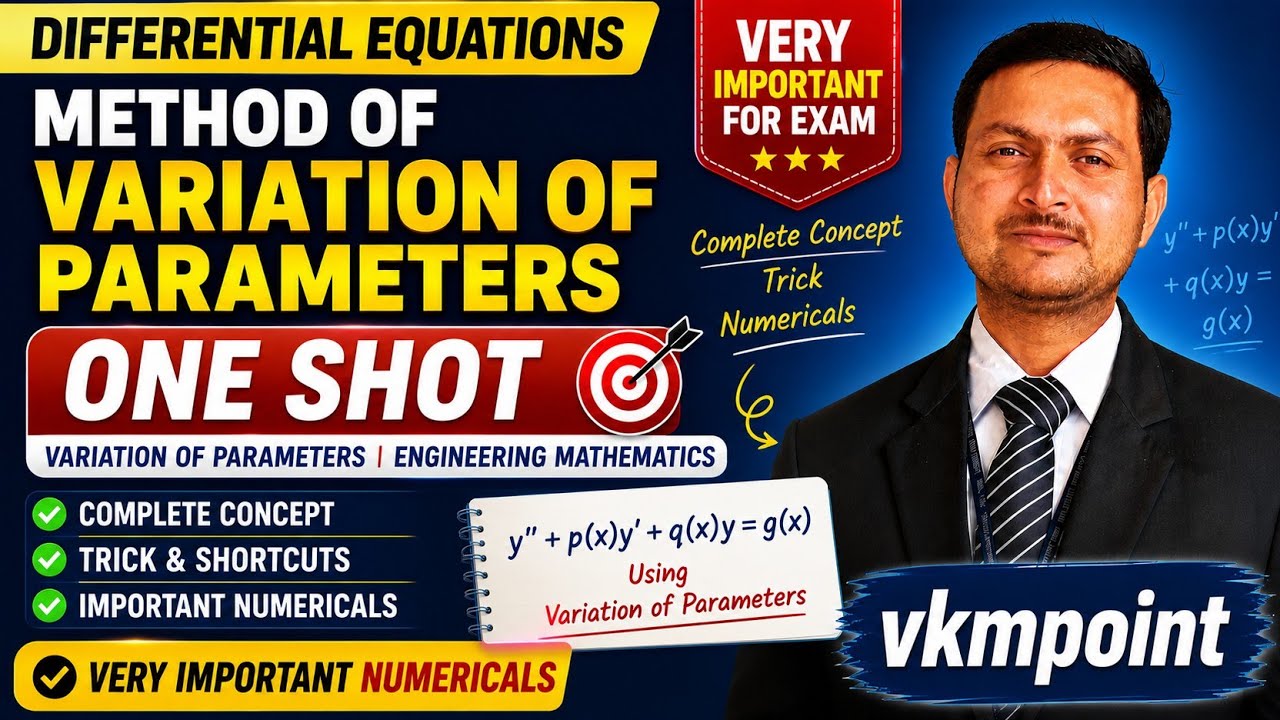 Variation of Parameters | Differential Equation | variation of parameters engineering mathematics