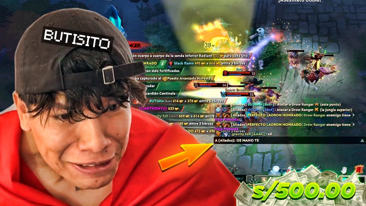 BUTI ENOJADO 😂 EMPIEZA A TECLEAR A SU EQUIPO|Dota de 500 soles