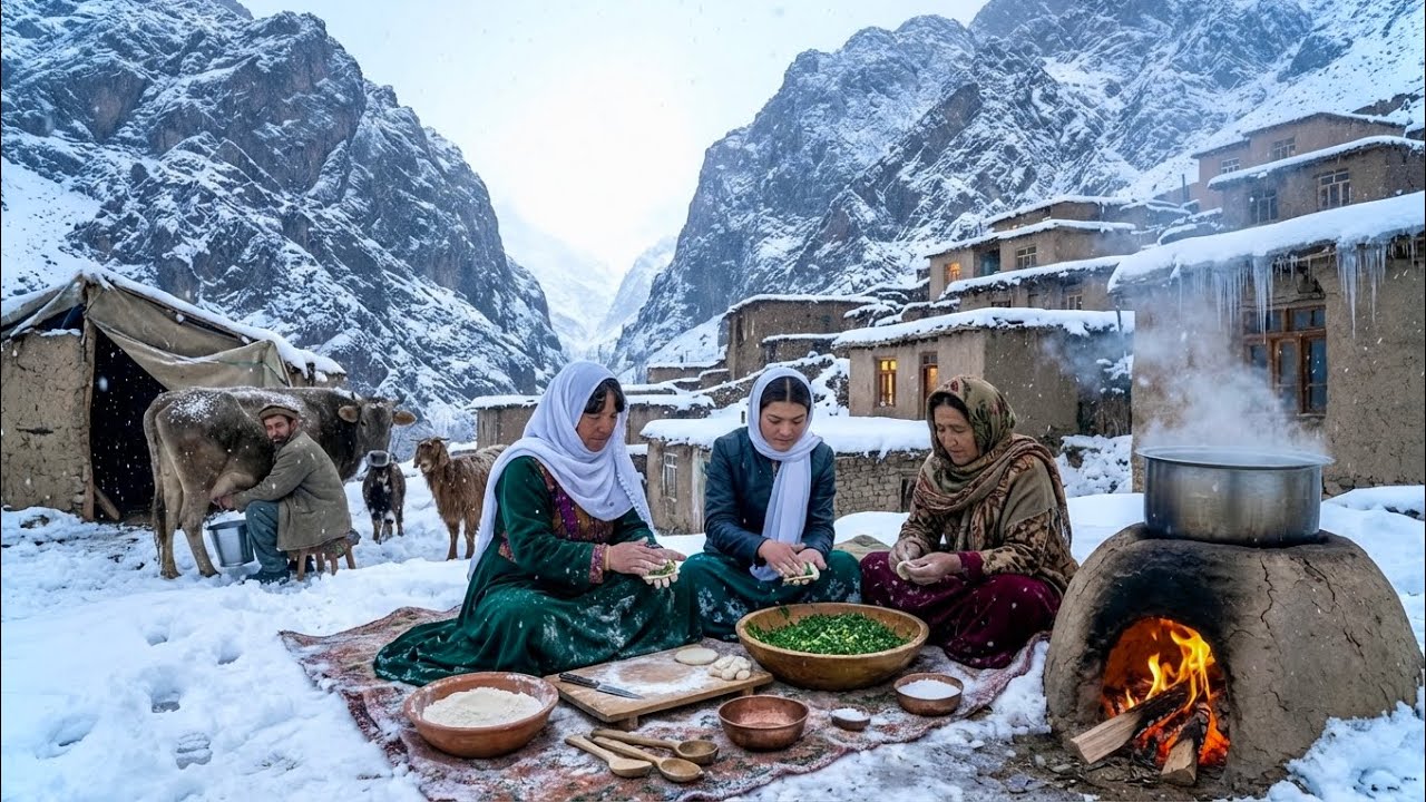 Ashak (Afghan Dumplings) at -15°C | Surviving Winter in the Mountains