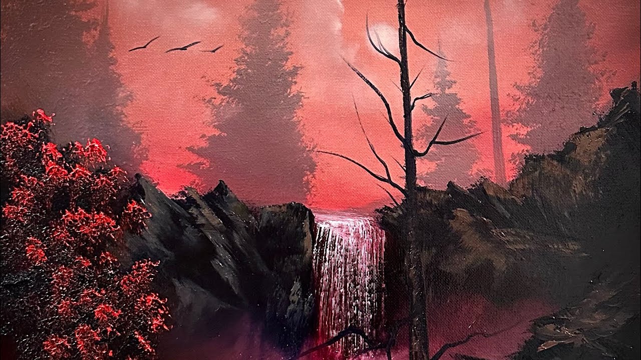 Friday Night Freestyle #LIVEArt #OilPainting #Waterfall #Tutorial #PaintWithJosh #BobRoss #Painting