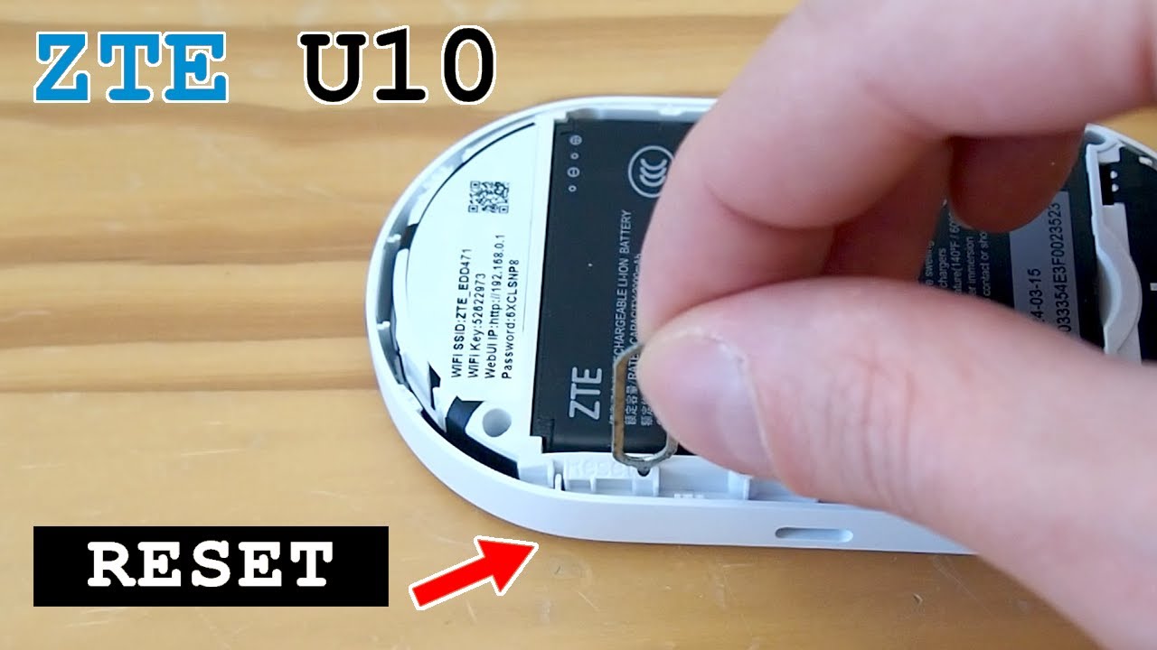 ZTE U10 mobile 4G router Wi-Fi &bull; Factory reset