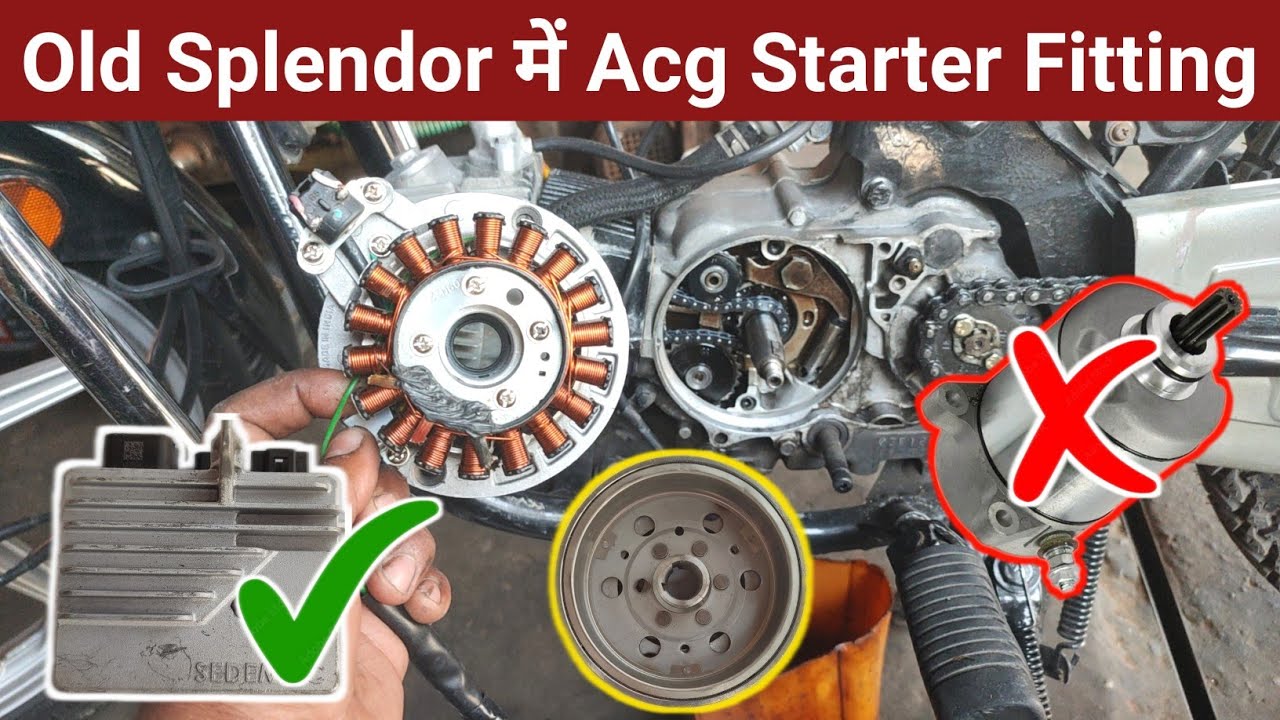Splendor Acg Starter Fitting // acg starter की Fitting कैसे करें // Splendor Acg Starter Install
