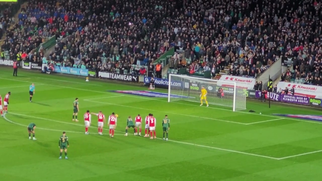 Plymouth Argyle V Rotherham United. Finn Azaz penalty, December 16th 2023