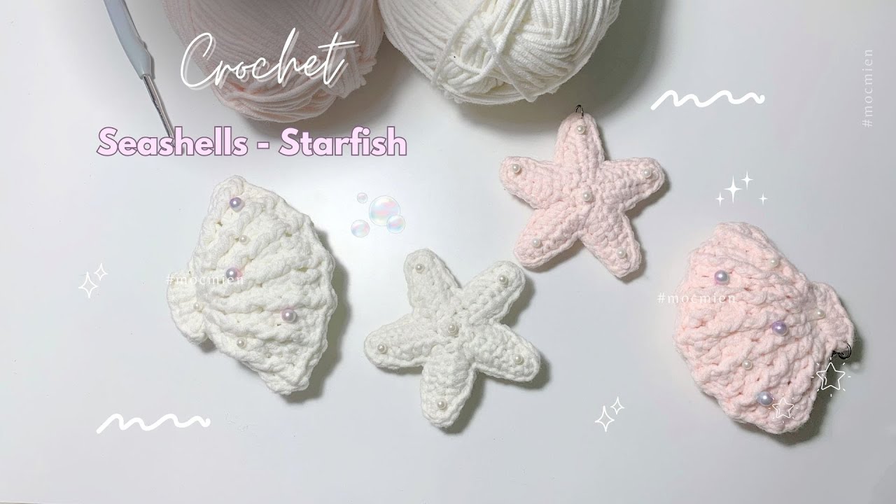[Eng sub] 🫧 How to crochet Seashell & Starfish keychain 🐚 𓇼 Step by step | Momi Crochet