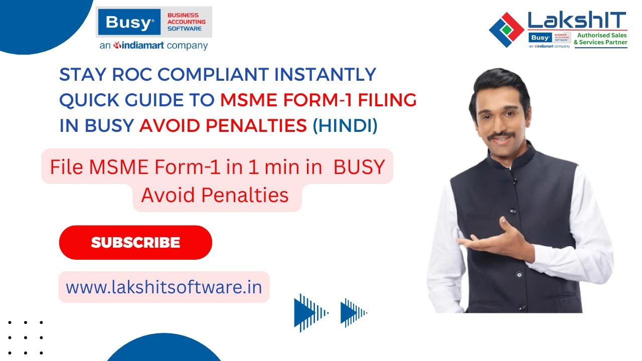 Stay ROC Compliant Instantly Quick Guide to MSME Form-1 Filing in BUSY  Avoid Penalties (Hindi)