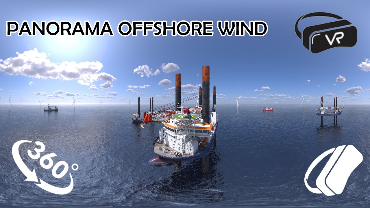 360 Degree panorama offshore wind | 360 degree panoramic video | vr video | 360 degree Marine video