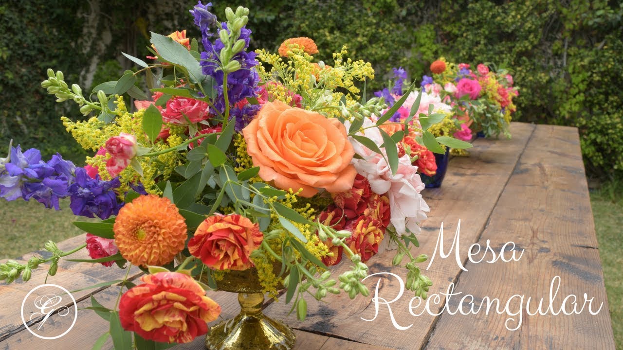 Decoración con flores para mesa rectangular 1/2