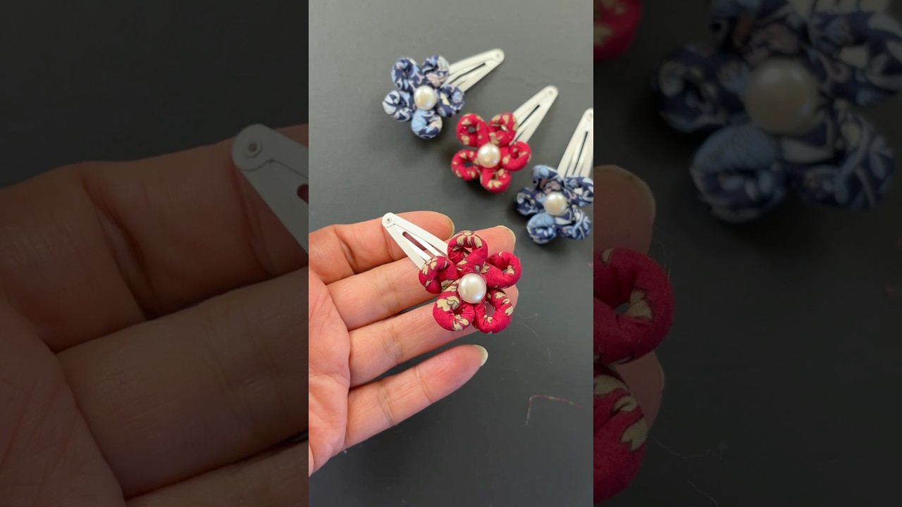 Every Girl Wants a Pair 🌸🌸|Fabric Flower Hair Clips Making | so easy | #fabricflower #hairclip