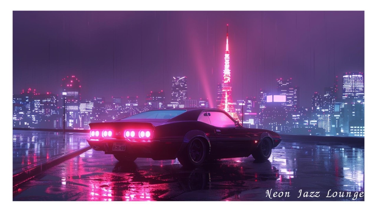 Tokyo Skyline Jazz House Mix | Midnight Rain | for Deep Work